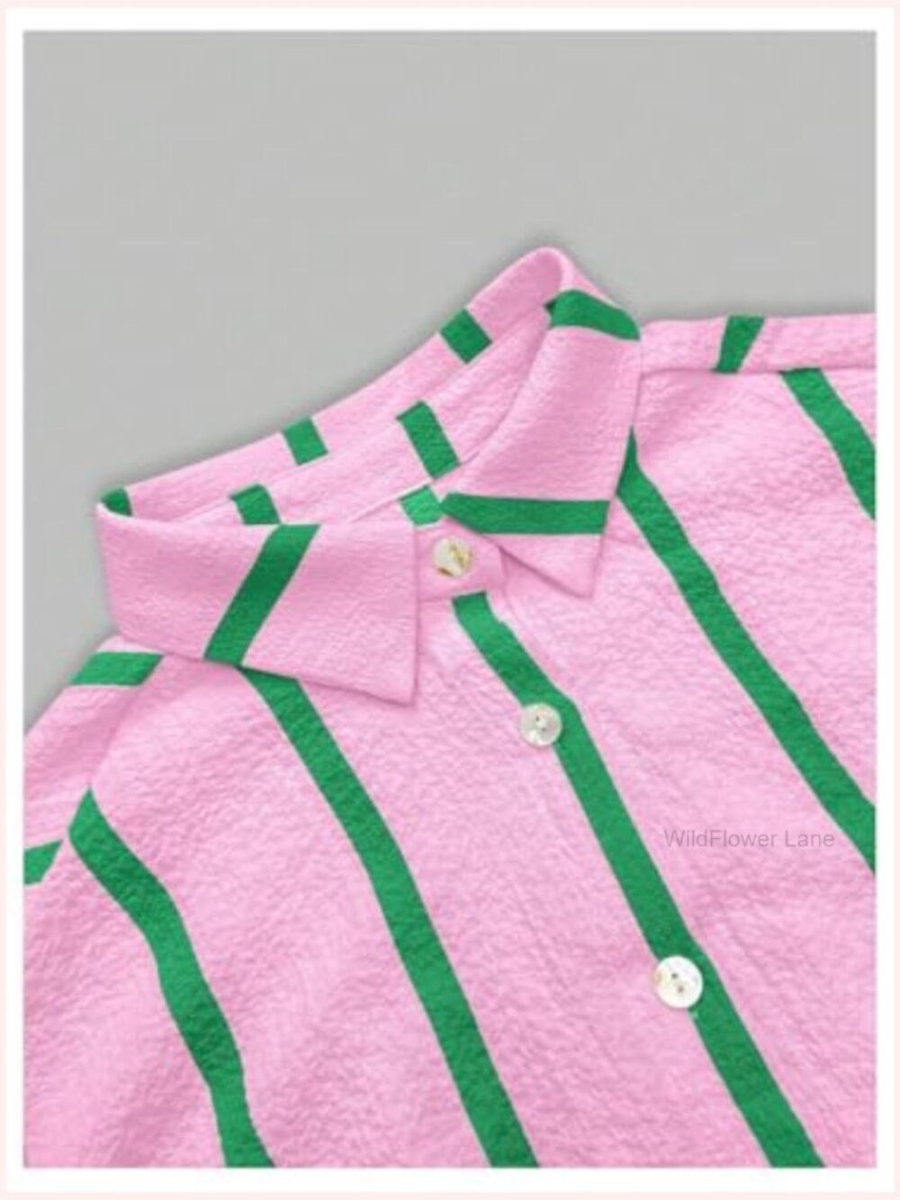 Striped Button Down Blouse Oversized Long Sleeve Collared Shirt - Picture 5 of 5